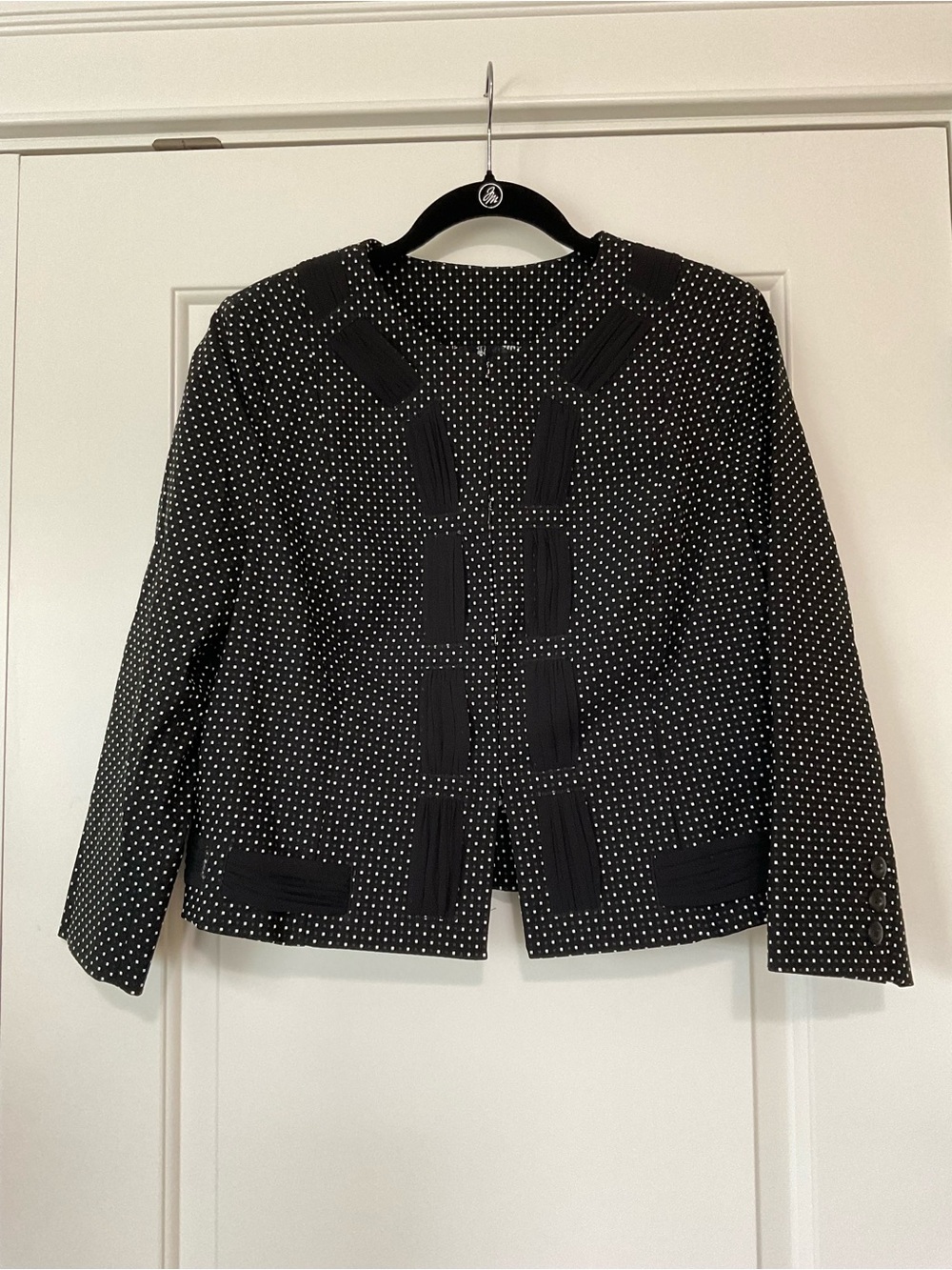 CAbi Black Polka Dot Cropped Blazer